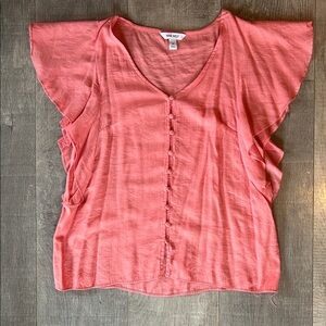 Nine West Salmon Flutter Sleeve Blouse